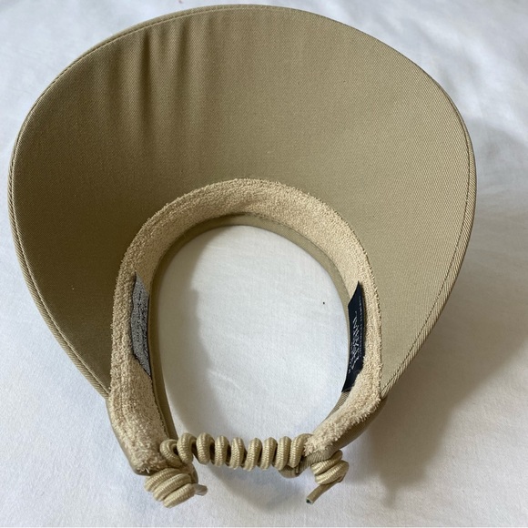 High Spirits Tan Golf Visor Swarovski Crystal Studded Curled Lace Back Sun Visor - Picture 5 of 7